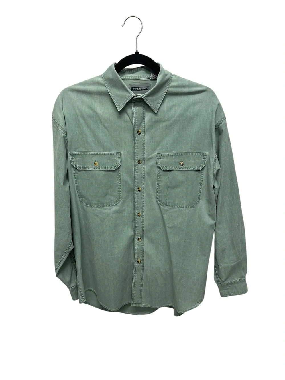 RNR Gear men’s long sleeve button up shirt green soft cotton size medium